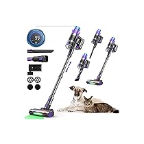 Aspirapolvere Senza Fili Potente, 55KPA, 580W, 70Min Scopa Elettrica Senza Fili con Display Intelligente e Anti-Avvolgimento, Luce LED Verde, Aspirapolvere potente per Pavimenti, Tappeti, Peli Animali