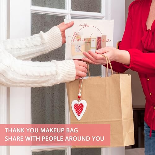 Miniatura 4 de Ireer 100 bolsas de maquillaje de regalo de agradecimiento, bolsas de cosméticos EVA con cremallera, bolsas de agradecimiento, mini bolsa de aseo a