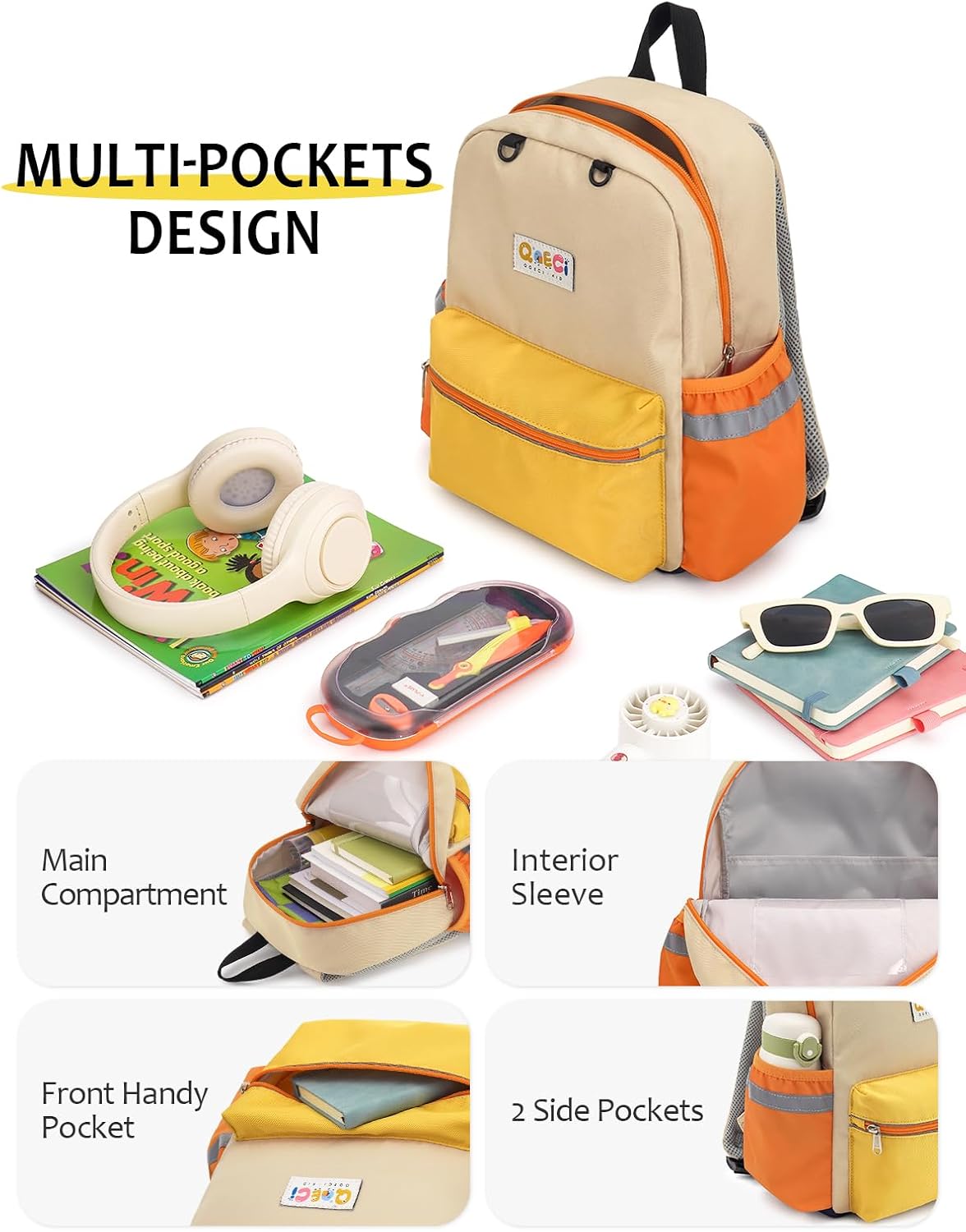 Toddler Backpack for Boys Girls 2-5, Kids Preschool Backpack, 13inch Little Kids Backpack Daycare School Bookbag for Kindergarten Elementary School Travel,Yellow