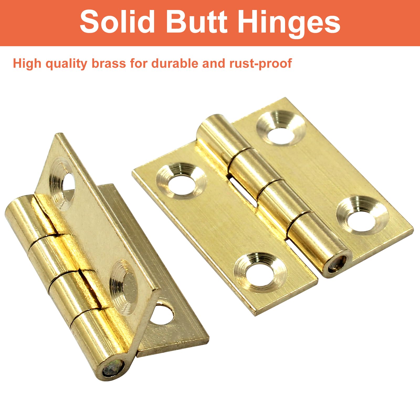 Mini Butt Hinges - 8 Pack Brass Hinges -3