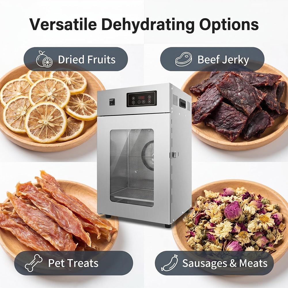 Caja Secadora De Biltong De Gran Capacidad, Deshidratador De Alimentos De Acero Inoxidable De 800 W, Panel De Control Digital Inteligente, para Uso Doméstico Y En Pequeños Negocios