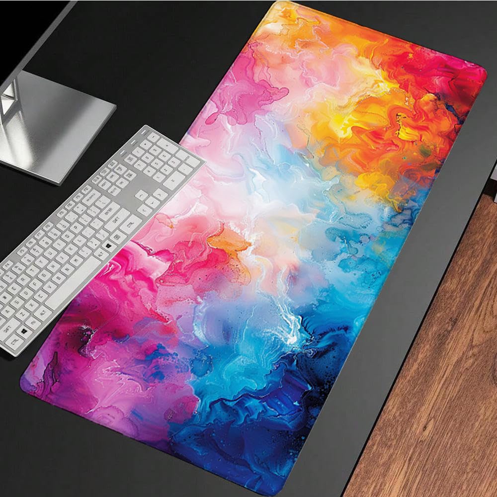 Kolorowa podkładka pod mysz XXL, podkładka na biurko, 1200 x 600 cm, szyte krawędzie, podkładka pod mysz, gumowa podstawa, dym, podkładka pod mysz, stabilna przyczepność na gładkich
