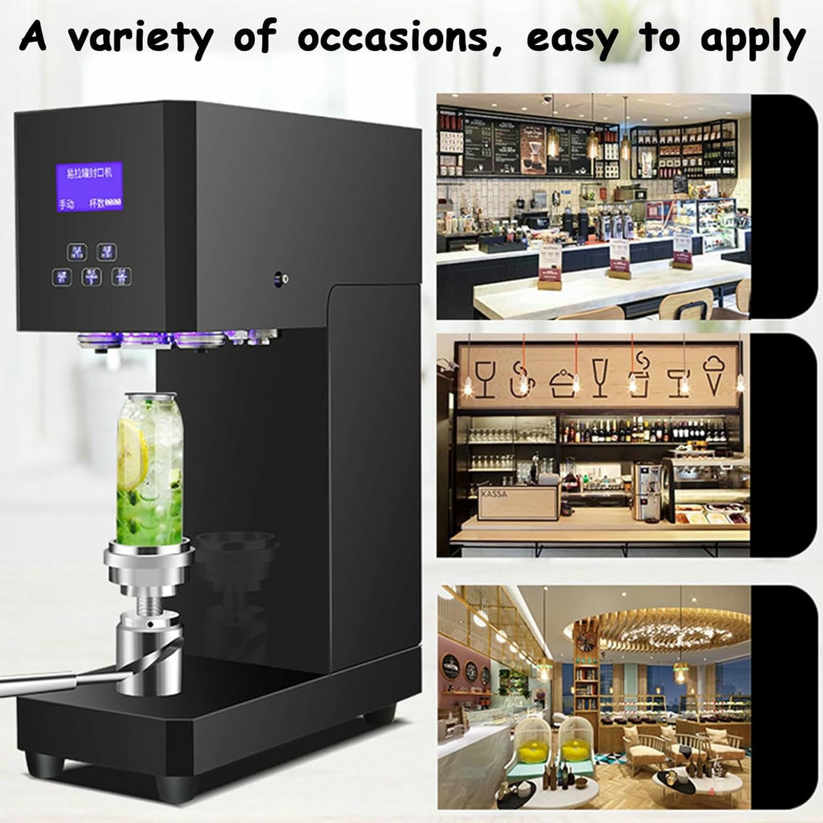 Automatische Versiegelung von Dosen mit Smart-Panel und Zählung. Kaliber Dosenversiegelung mit verstellbarer Höhe für Milchflaschen, Limonade und Softdrinks (weiß), 1 Stück