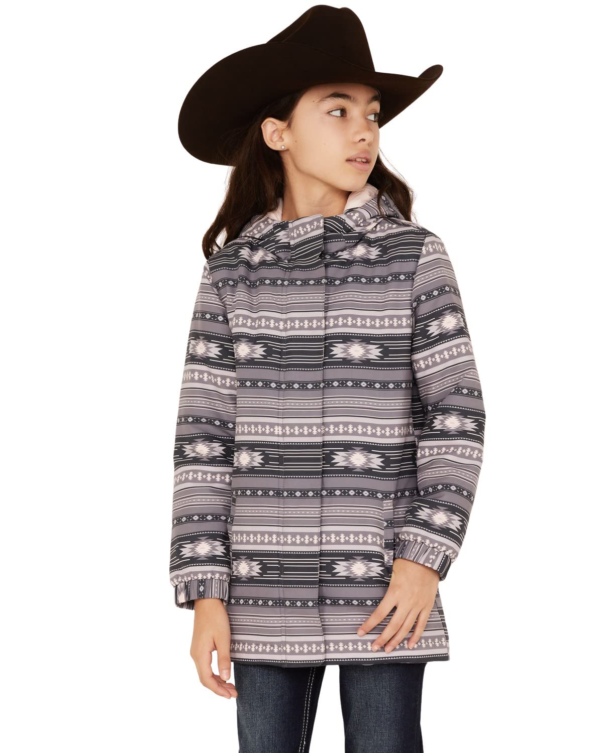 Cruel Girl Girls' Southwestern Stripe Softshell Hooded Jacket - CWJ8680001