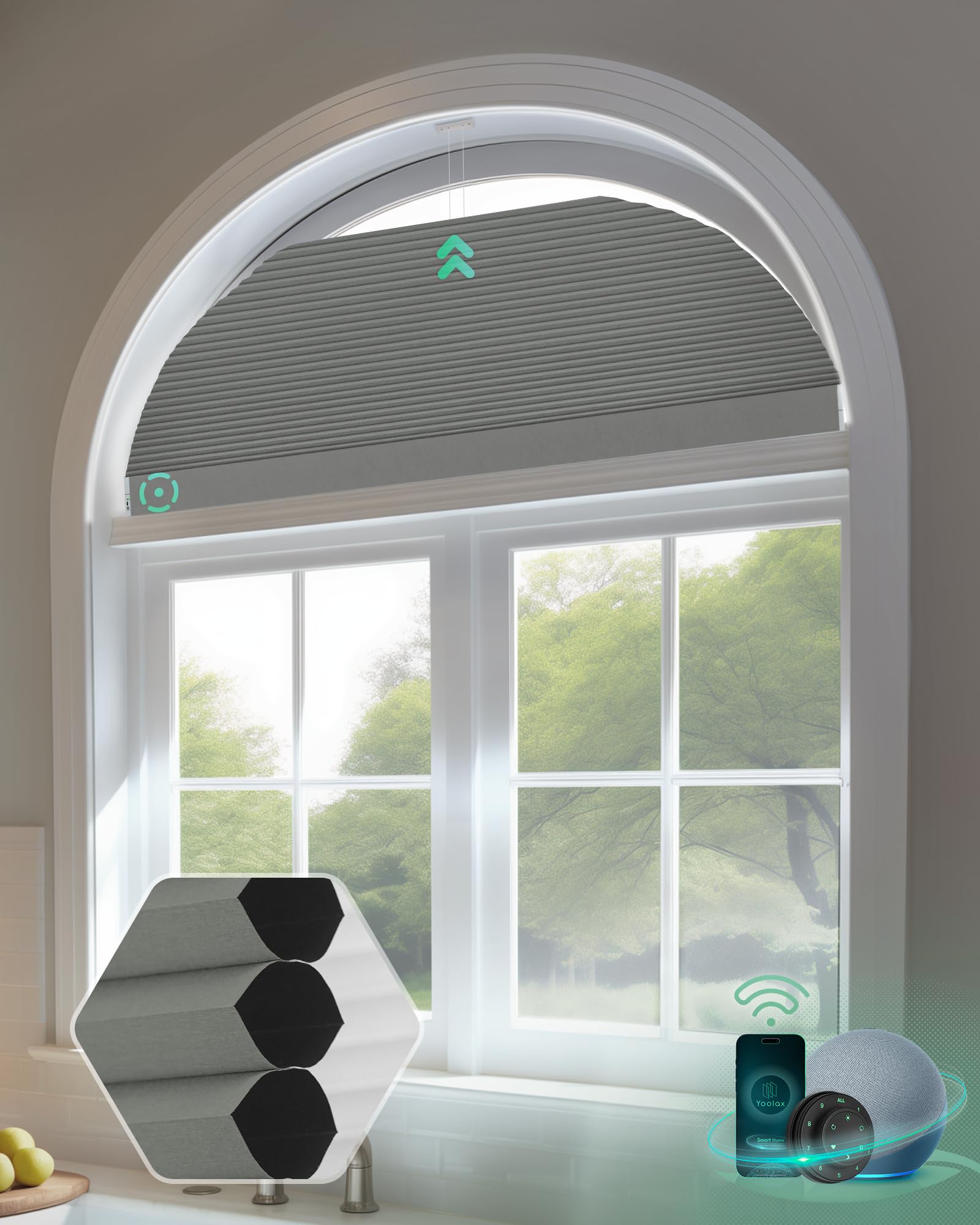 Yoolax Arch Motorized Cellular Shades