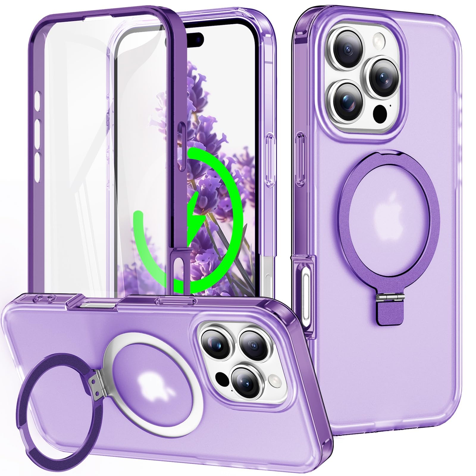 Coque iPhone 17 Pro Max violette rigide givrée avec protection écran - 8