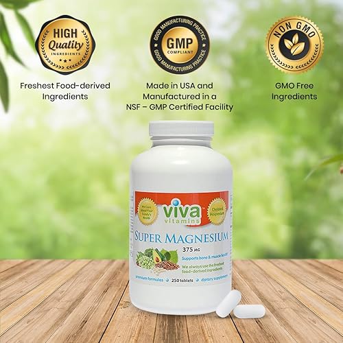 Miniatura 6 de Viva Vitamins Suplemento Super Magnesio  Suplementos de magnesio para músculo, nervio y hueso, magnesio quelado para máxima absorción, citrato y