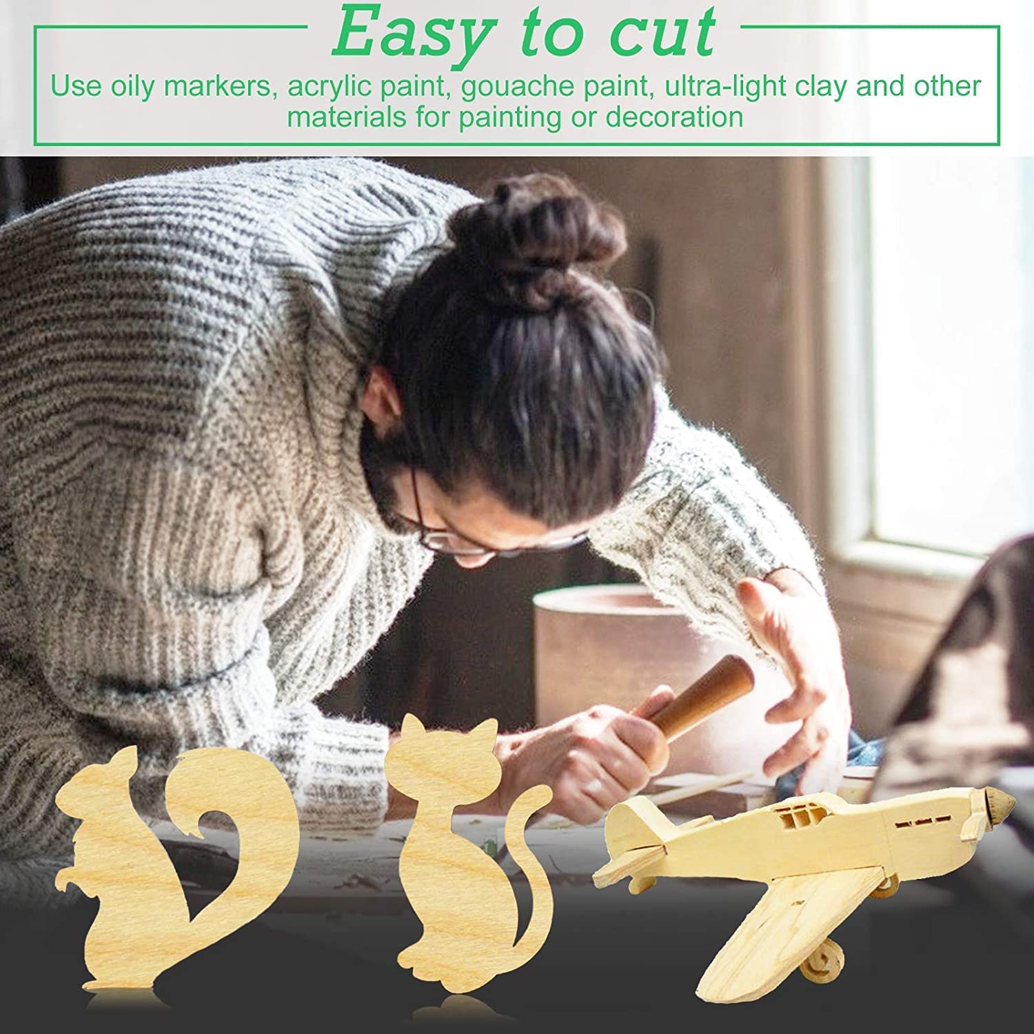 OWLKELA Drewno lipowe, 20 sztuk 100 x 100 x 2 mm, płyty z drewna do majsterkowania – drewniane wycięcia do majsterkowania, idealne do projektów laserowych, modeli DIY, sztuki i rzemiosła, obrazów