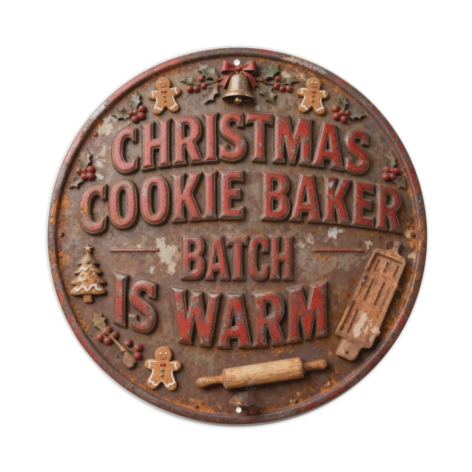 CHRISTMAS COOKIE BAKER BATCH IS WARM Metal Tin Sign Plaque