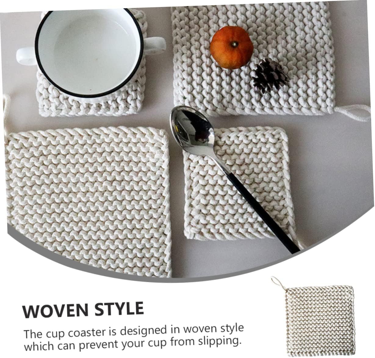 Alipis 1pc Woven Cotton Pot Mat Handmade Insulation Pad for Kitchen Table Protection Heat Resistant Cup Cushion for Dining and Home Decor