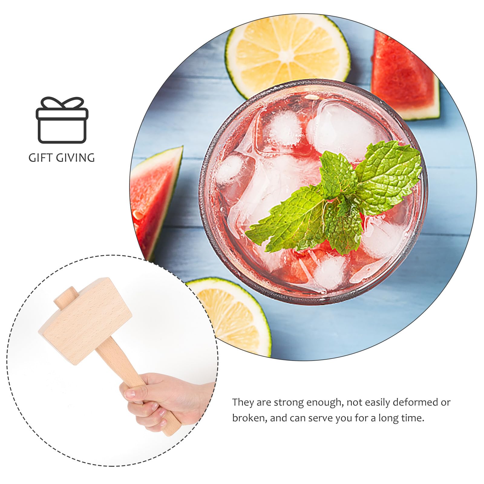 SEWACC Juego de Bolsas de Hielo de Algodón para Barra Bolsa Trituradora de Hielo Picado de Madera y Pala para Cubitos Herramienta para Bar y Cocina Uso Doméstico y Profesional