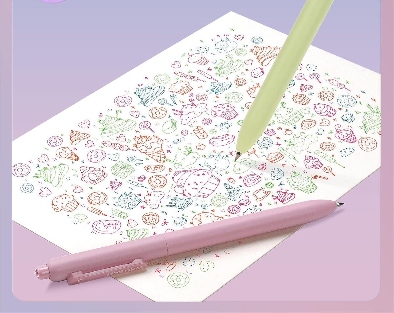 WRITECH Gel Pens Fine Point: Retractable 0.5mm Multicolor Ink 8ct Silent Click No Smear Smudge Extra Smooth Writing Bullet Tip Colored Pen Non Bleed for Journaling Note Taking Drawing - Image 5