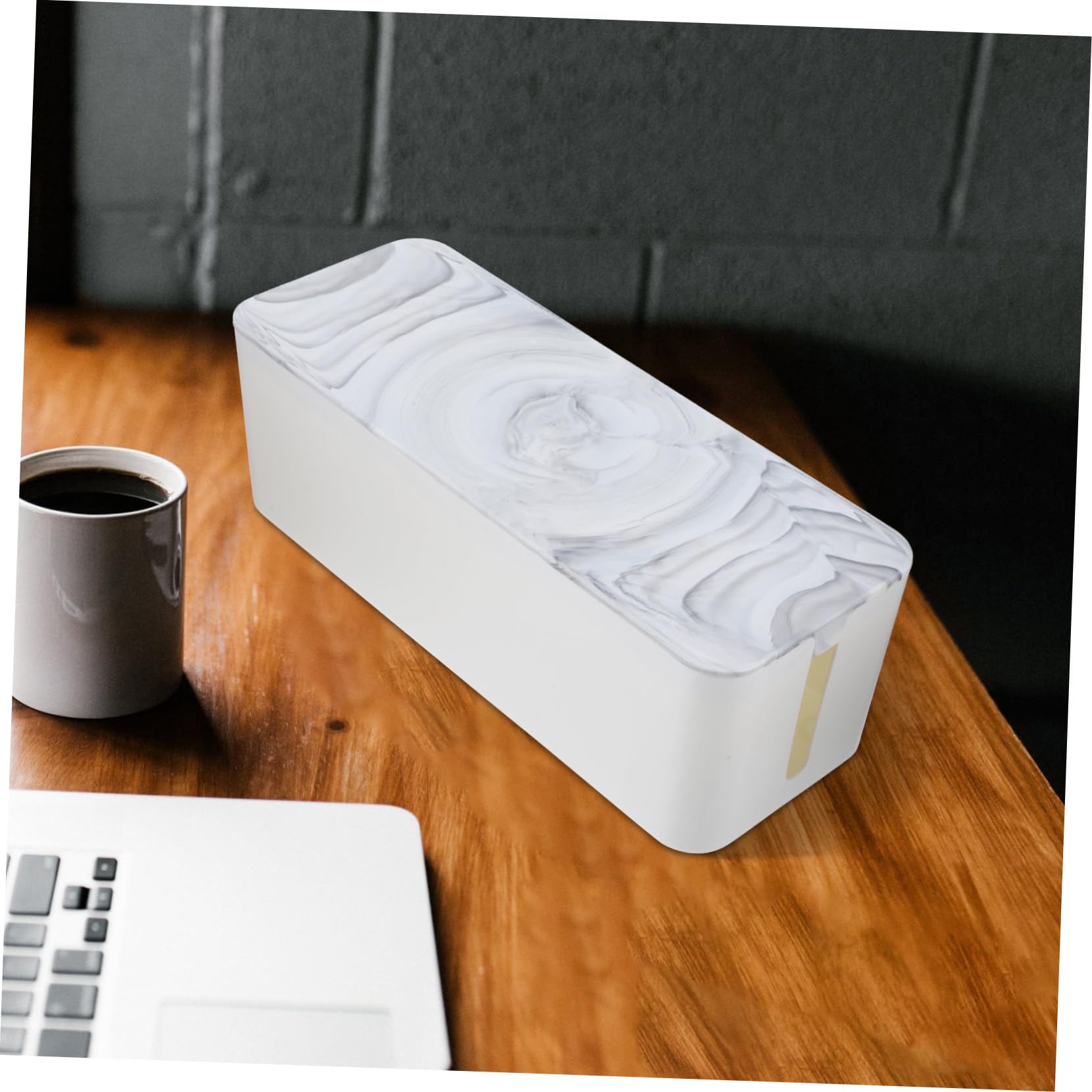 NUOBESTY Organizador de Cables de Bambú Caja de Gestión de Cables para Escritorio para Router Caja Tapa para Organizar