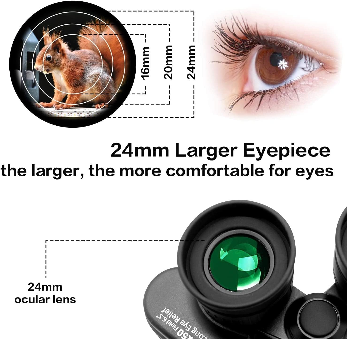CREDSY 10 x 50 Binoculars for Long Eye Relief Waterproof Fog Proof Lens Durable & Clear BAK-4 Lens for Bird Watching, Travel, Sports Match for Kids & Adults 4