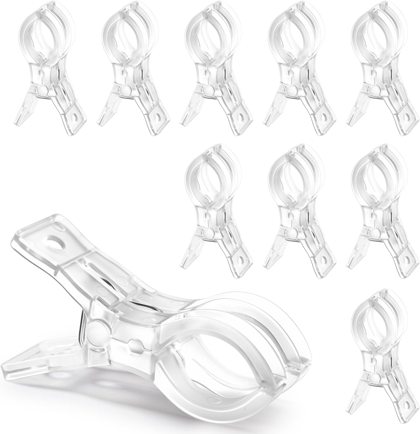 RELBRO Spring Clamps, 3.5 Inch Clear Plastic Clips for Balloon Arch Backdrop Craft Decoration Projects, Invisible Design, 10 Pcs