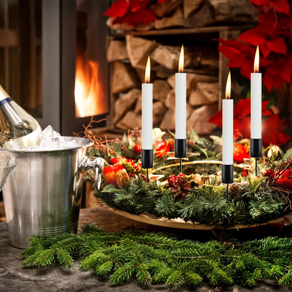 8 Stück Adventskranz Kerzenhalter - 2,5cm Metall Schwarz Für Weihnachtsdeko