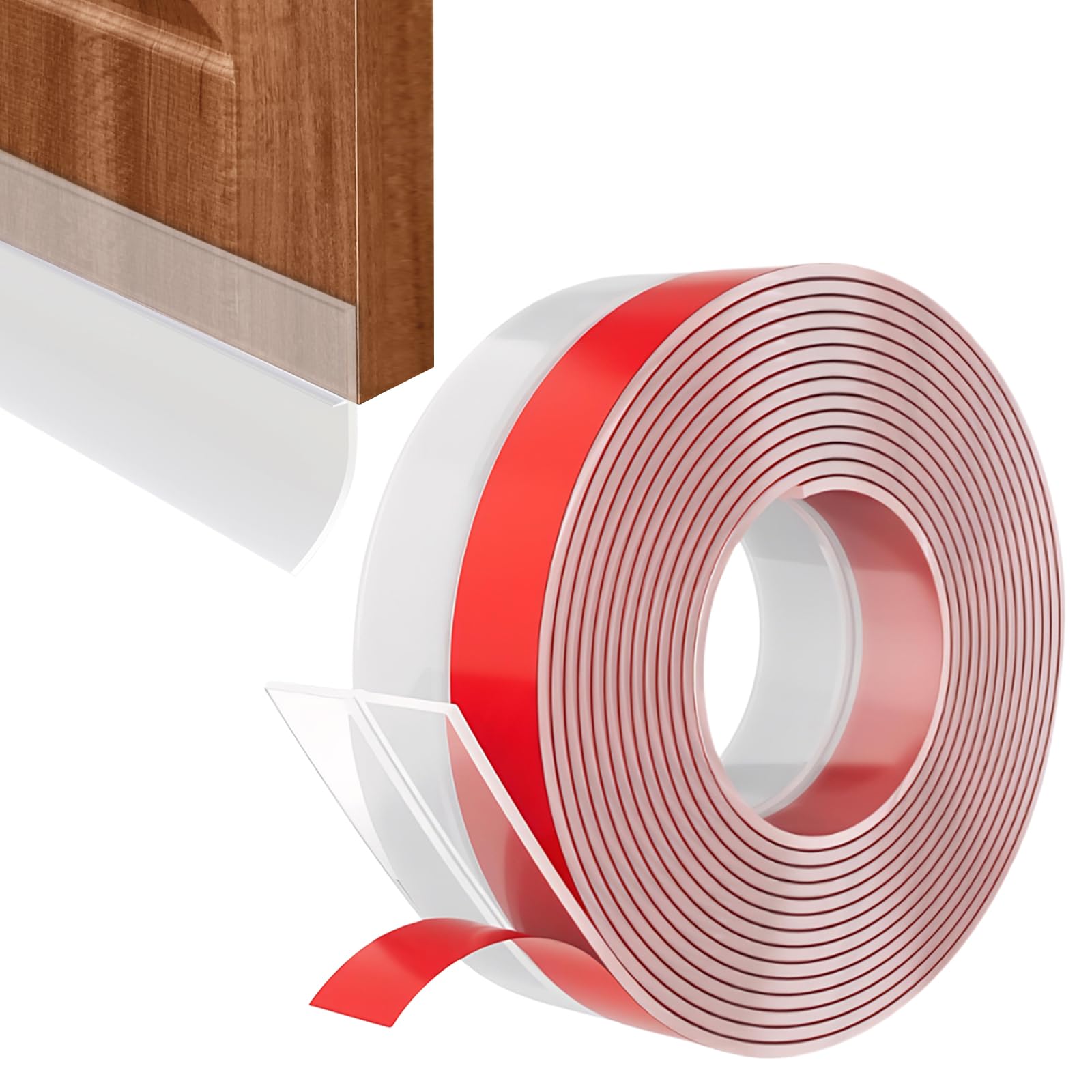 Door Draft Excluder Strip, 510Inch/15m Self Adhesive Rubber Under Clear