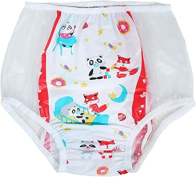 Adult Plastic Diaper Cover/Vinyl Waterproof Pull-On Incontinence Pants/PVC Waterproof Underwear/Reusable/Low Rise Comfortable Wide Stretch/Plastic Diaper