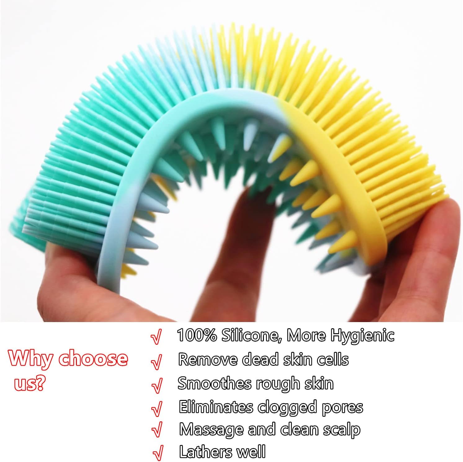 2Pack Dual Sided Silicone Body Scrubber for Exfoliating, Shower&Scalp Massage, 2 in 1 Bath&Shampoo Brush,Soft Body Exfoliator Silicone Loofah Shower Scrubber Brush for All Kinds of Skin