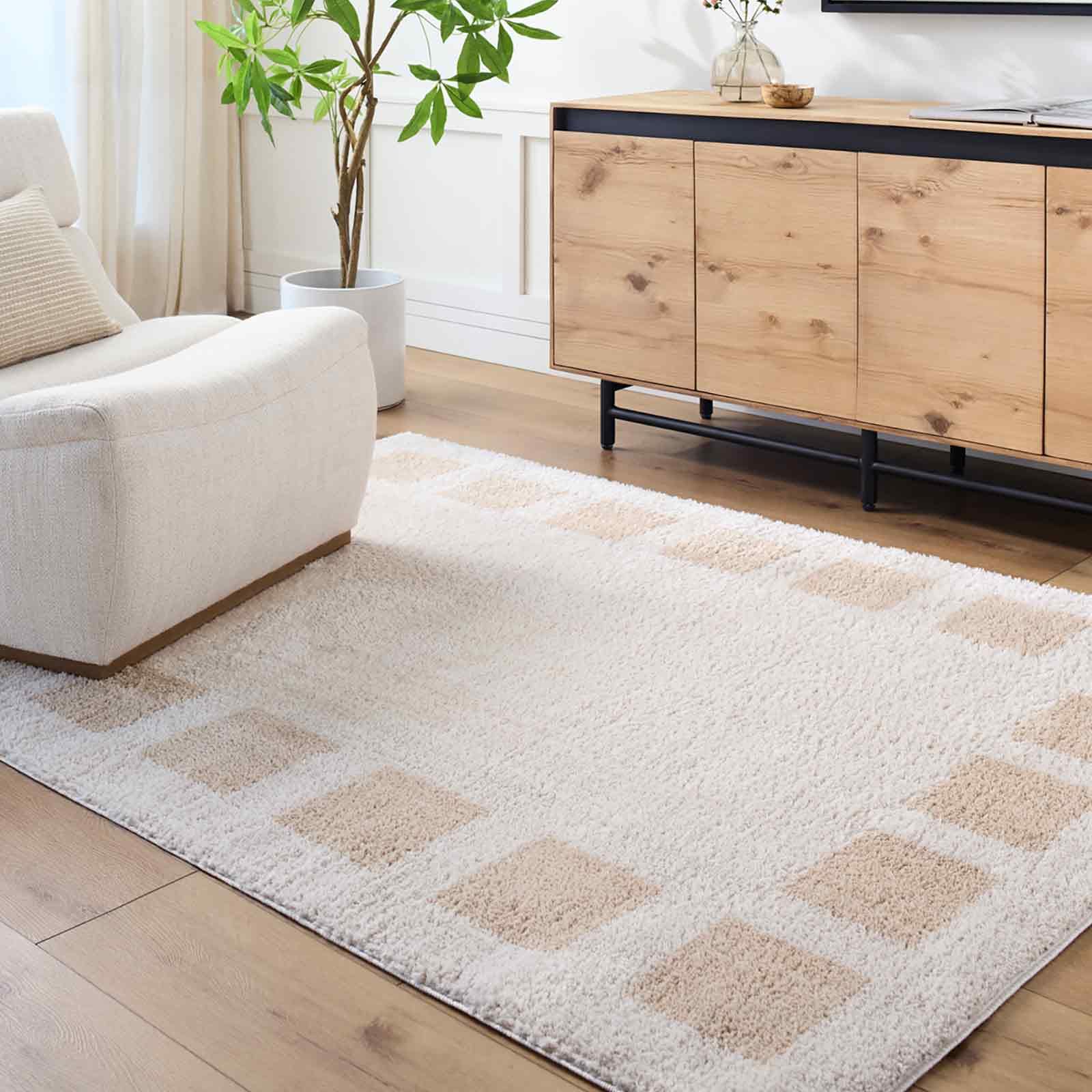 Livabliss Beige Fossay Shag-Washable Modern High Pile Rug - 200 X 275 Cm
