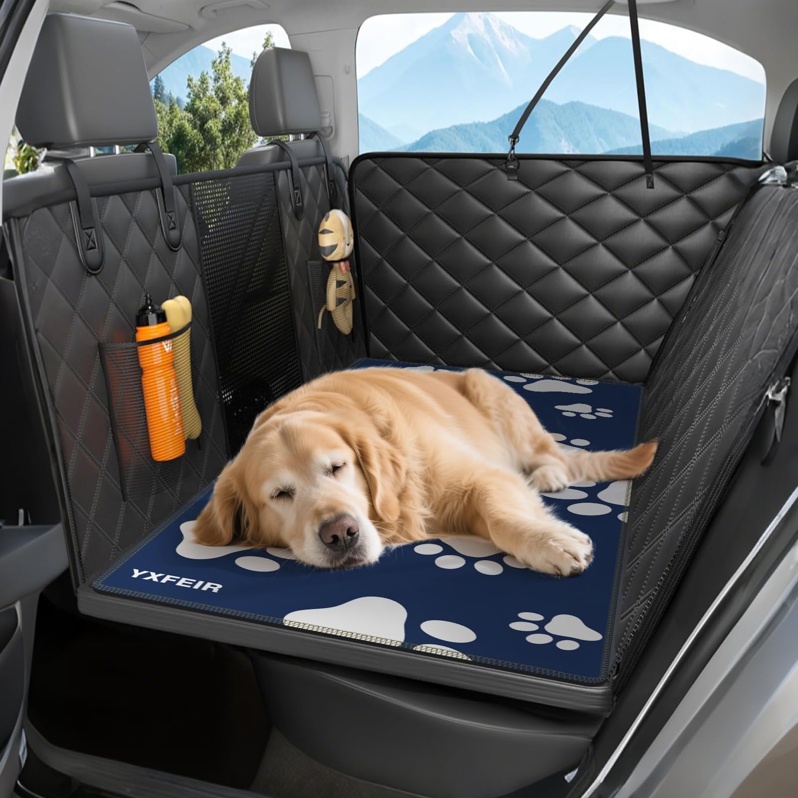YXFEIR Non-Slip Pet Bed Mat for Back Seat Extender, Backseat Pet Bed Mat, Hair Resistant Dog Blanket for Hard Bottom Dog Car Seat Cover, Anti Slip Pet