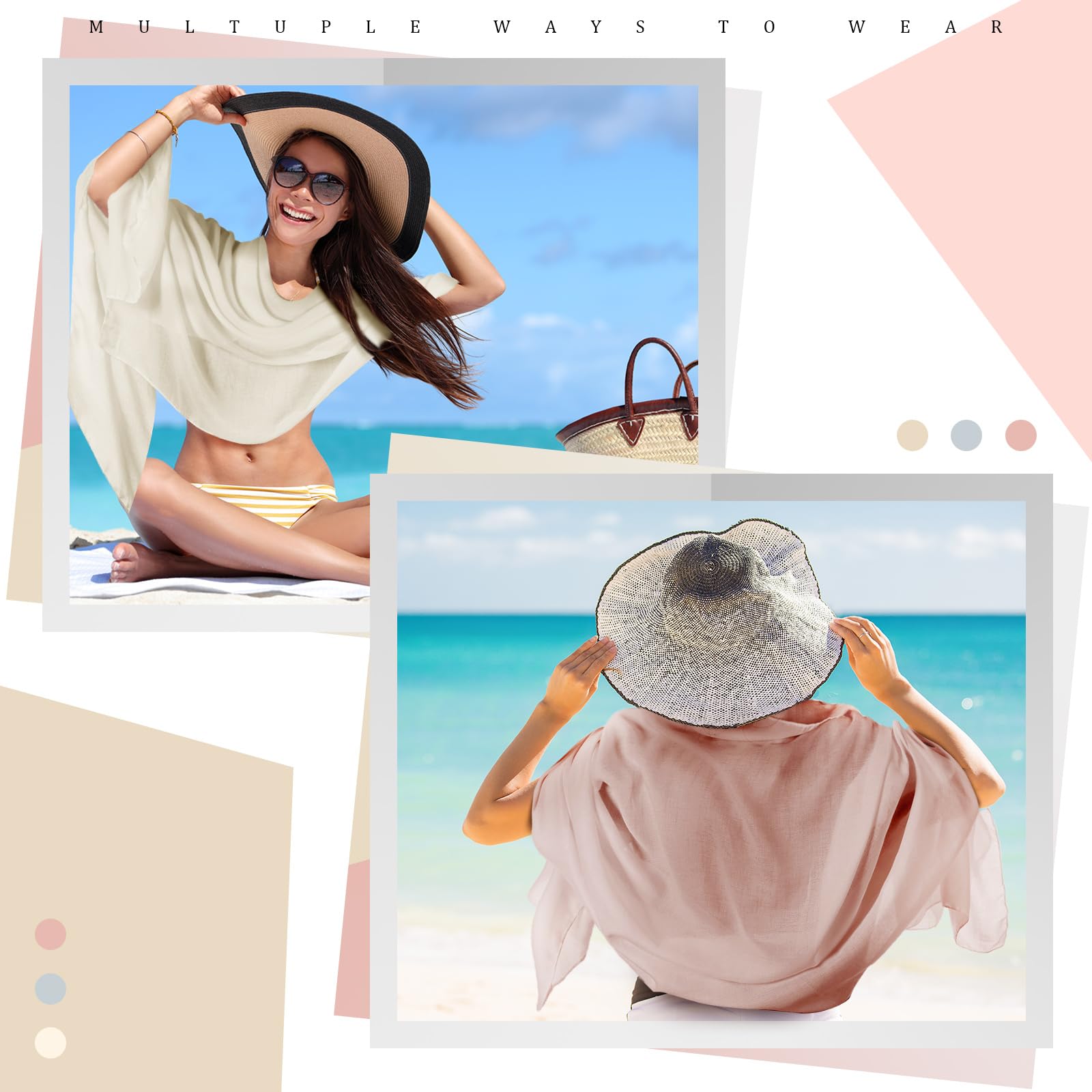 Patelai Chal de playa con protección solar, chal de viaje para mujer, artículos esenciales de viaje