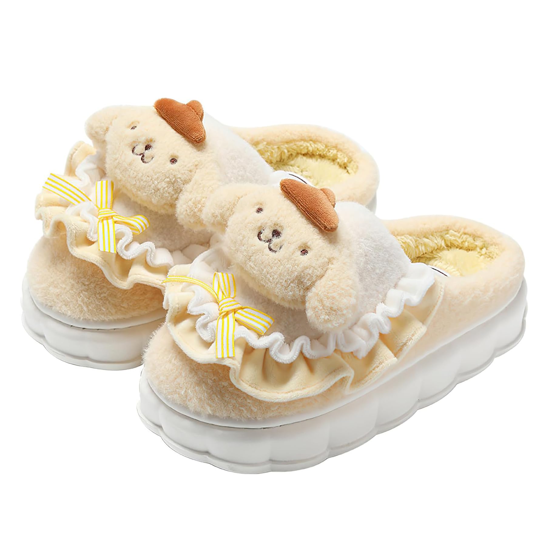 QatiecayKawaii Cotton Slippers Cute Plush Slippers Women Cartoon Home Cotton Slippers Silent Warm Shoes Indoor Home Shoes Women