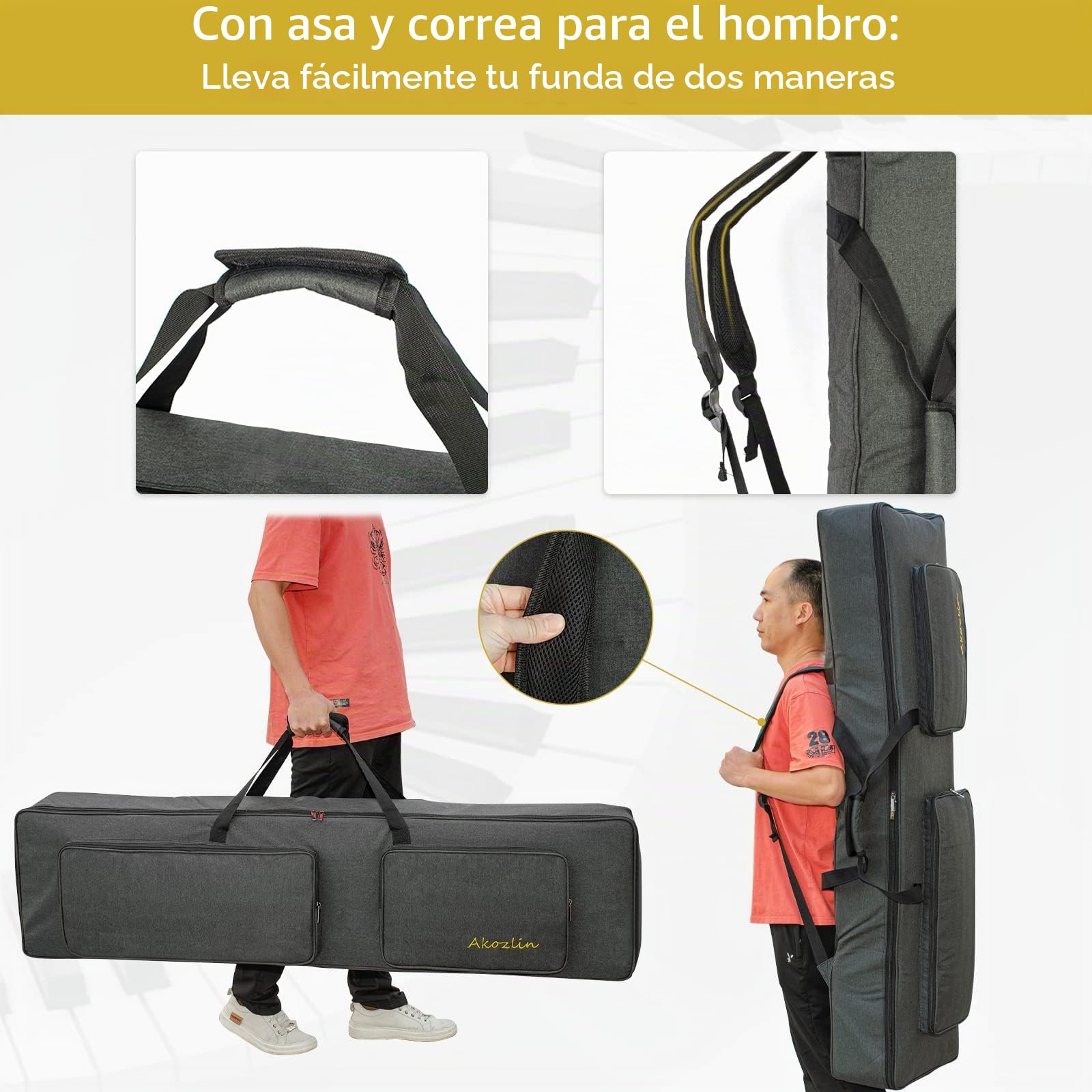 AKOZLIN Funda acolchada para teclado portátil y duradera para piano eléctrico, universal, impermeable, Oxford, gruesa, con acolchado de perlas de 10 mm, 88 teclas. Longitud: 54.3 pulgadas, moderno