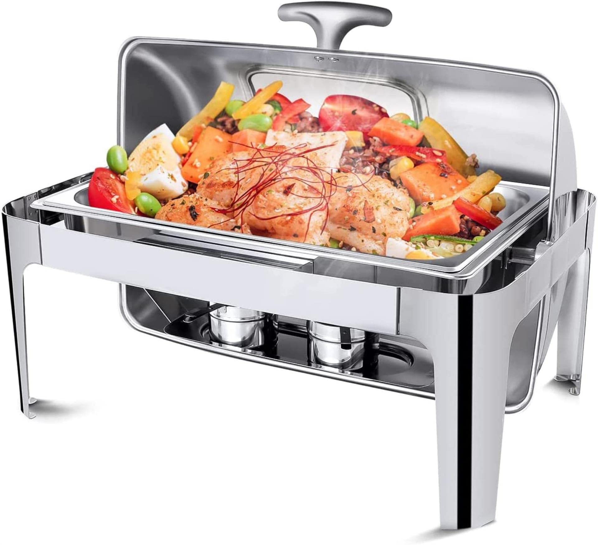 Chafing Dish Electrique contre les Plats Froids : Chauffe Plat 9L à Couvercle Verre
