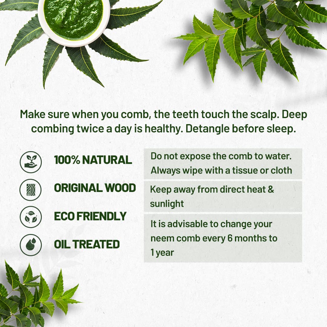 Midazzle Kacchi Neem Wooden Comb For Multi-Actions - Detangling, Frizz Control & Shine, Suited For All Hair Types - Combo Pack of 3 (NC124) 7 7123o7IJbJL. SL1080