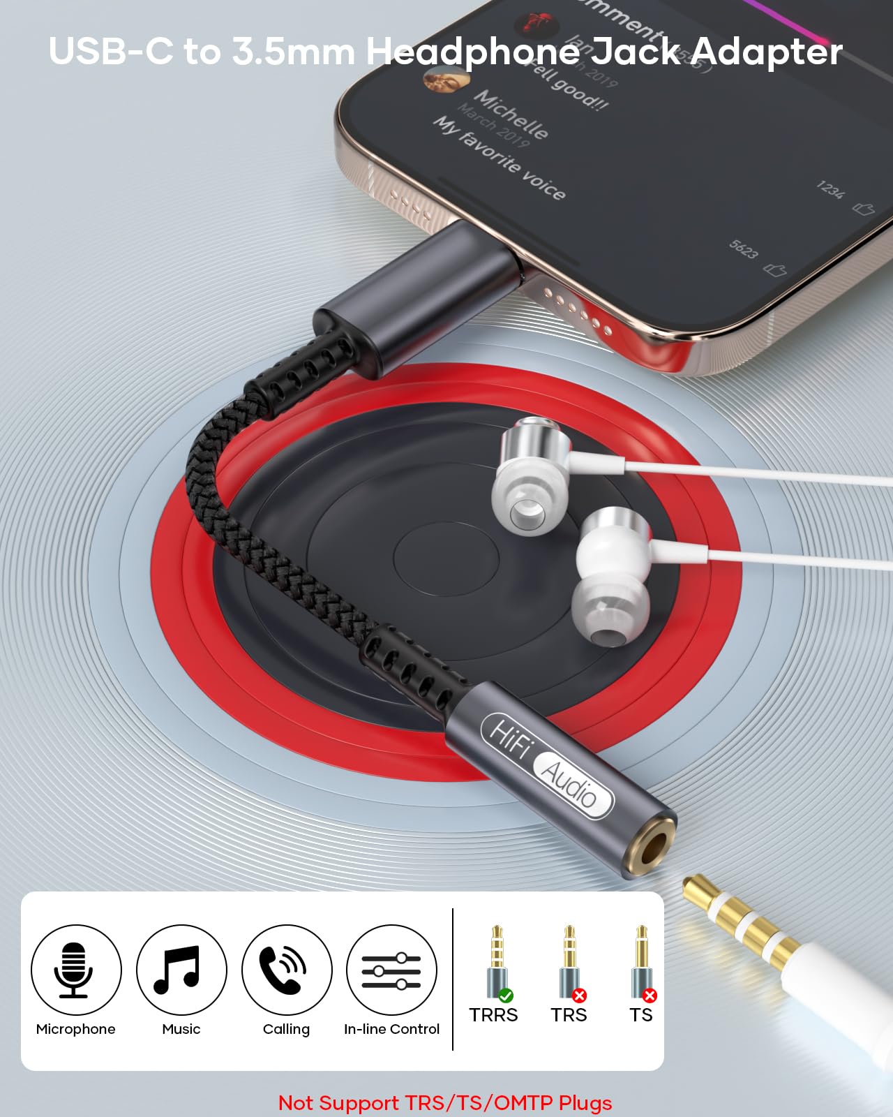 Adaptateur USB C vers Jack 3.5mm Lot de 2, USB C Casque Audio DAC Type C vers Aux Compatible iPhone 16 15 iPad Samsung S25 S24, Gris