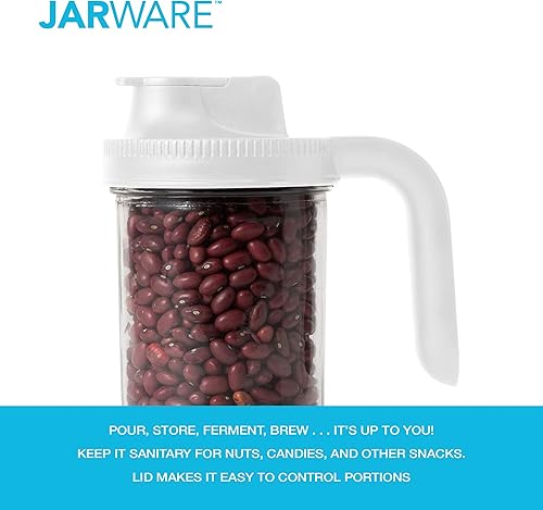 Vista 34 de Jarware 82689 Tapa de tarro Mason con boquilla blanca con y sin asa, boca ancha, juego de 2 Blanco