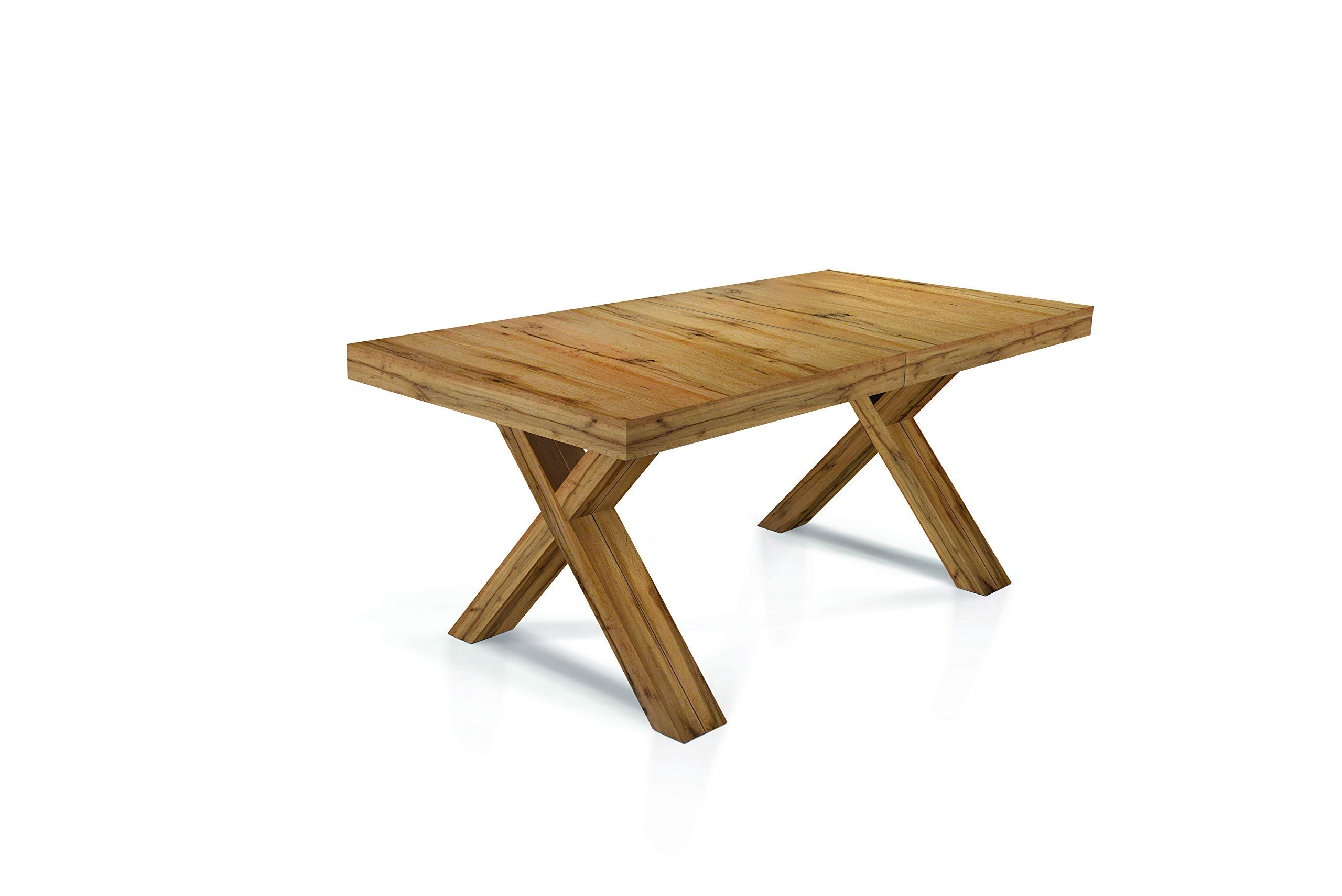 KONTE.DESIGN Tavolo GALLIPOLI allungabile in legno, finituravRovere Nodato, gambe ad X, 180 x 100 cm - 480 x 100 cm, 22 Posti