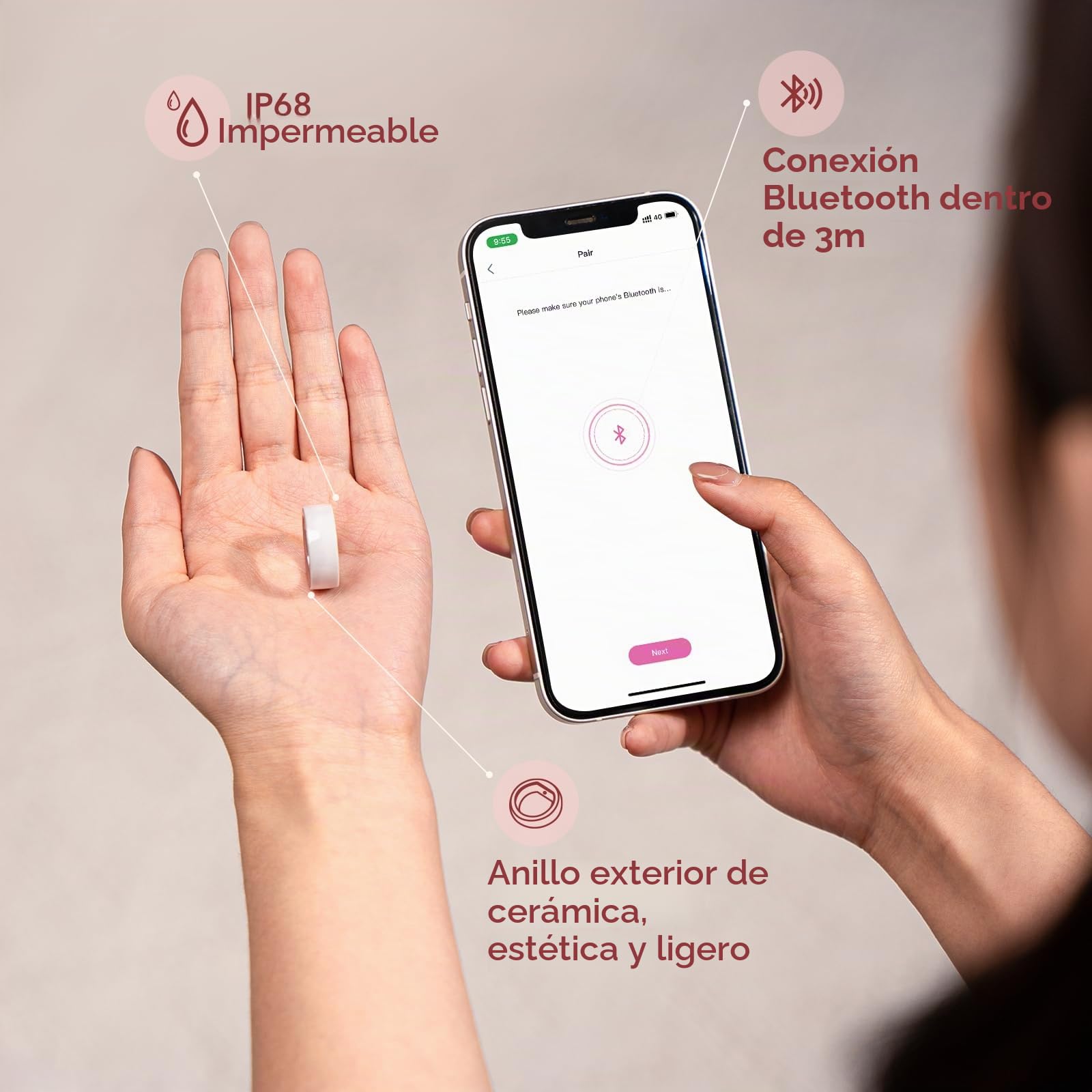 Femometer Anillo Inteligente Seguimiento Fertilidad Ovulación Sensor Temperatura Sincronización Automática Talla 7