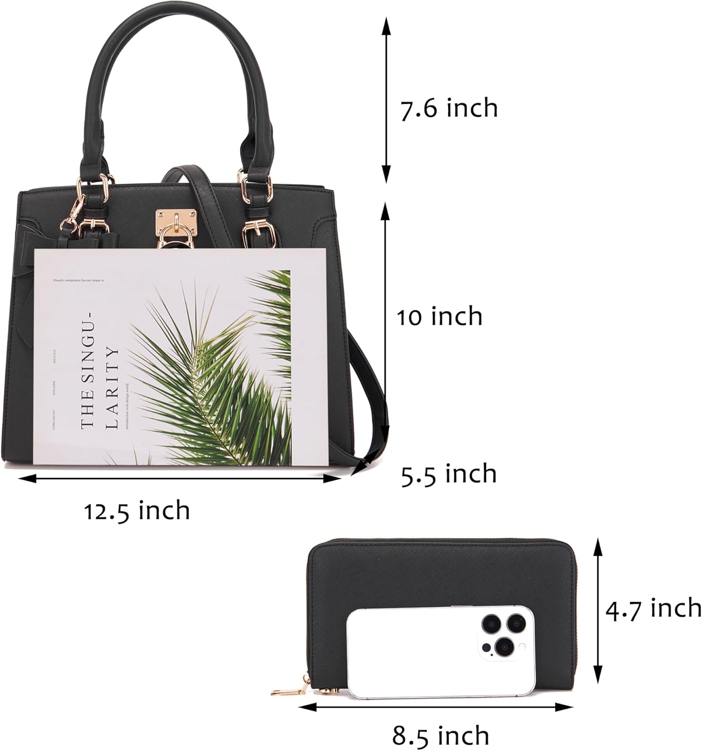 Qiyuer Women Purses And Handbags Set Ladies Top Handle Satchel Tote Shoulder Work Bag With Matching Clutch Wallet 2PCS - Image 3