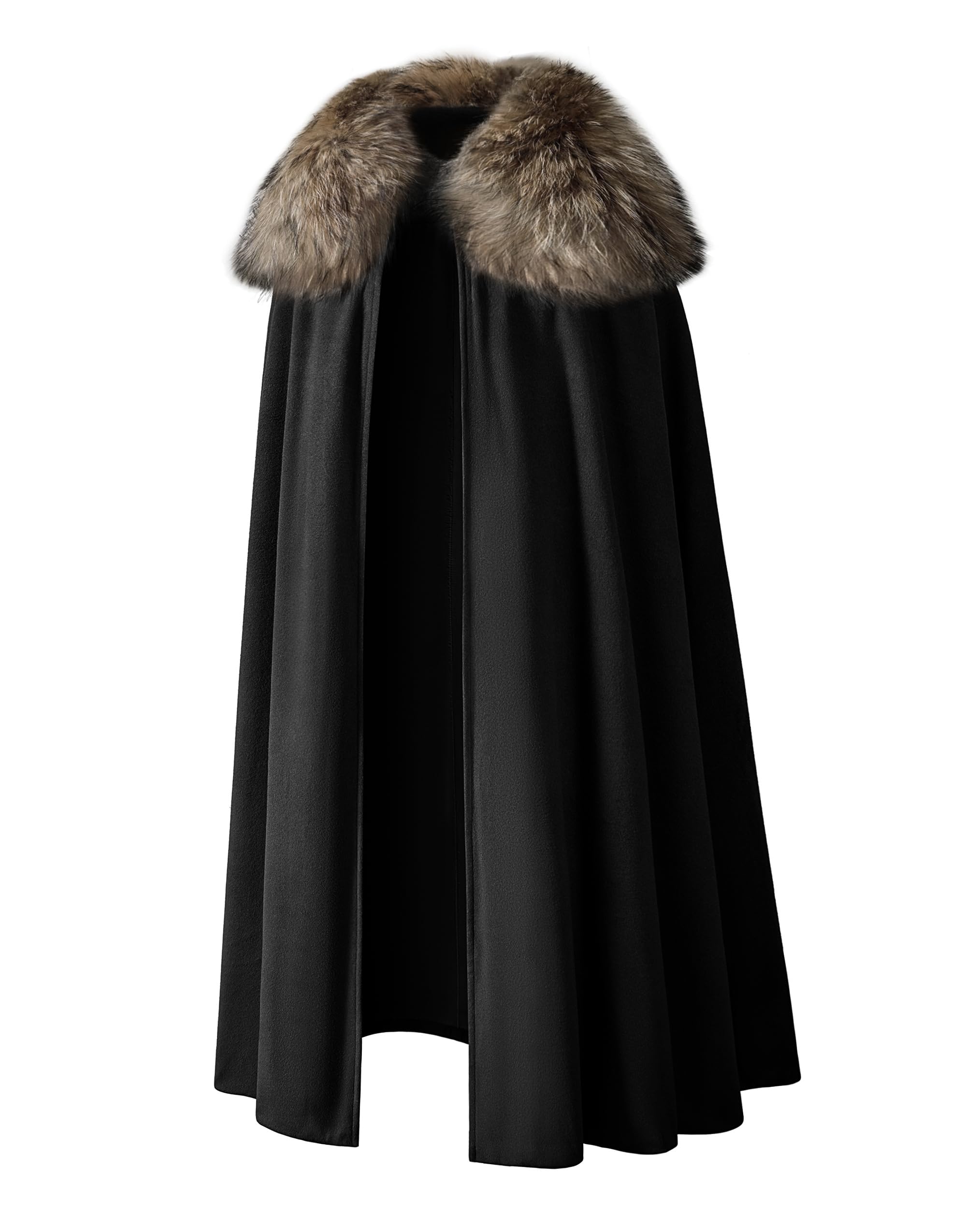 Mens Viking Robe Costume Fur Cloak Shoulder Lengthened Cape Medieval King Lord Cape LARP Cosplay M Black