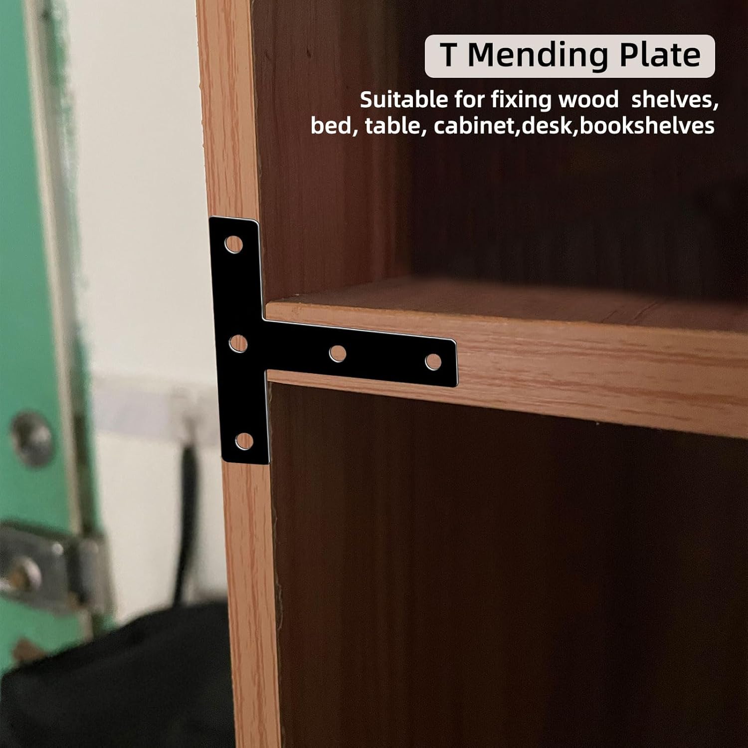 3.15 Inch Flat T Bracket 10 Pack – Mending Flat T Plates Heavy Duty Metal Corner Braces for Wood Shelves & Furniture – with Screws Connector for Bed/Table/Cabinet/Desk