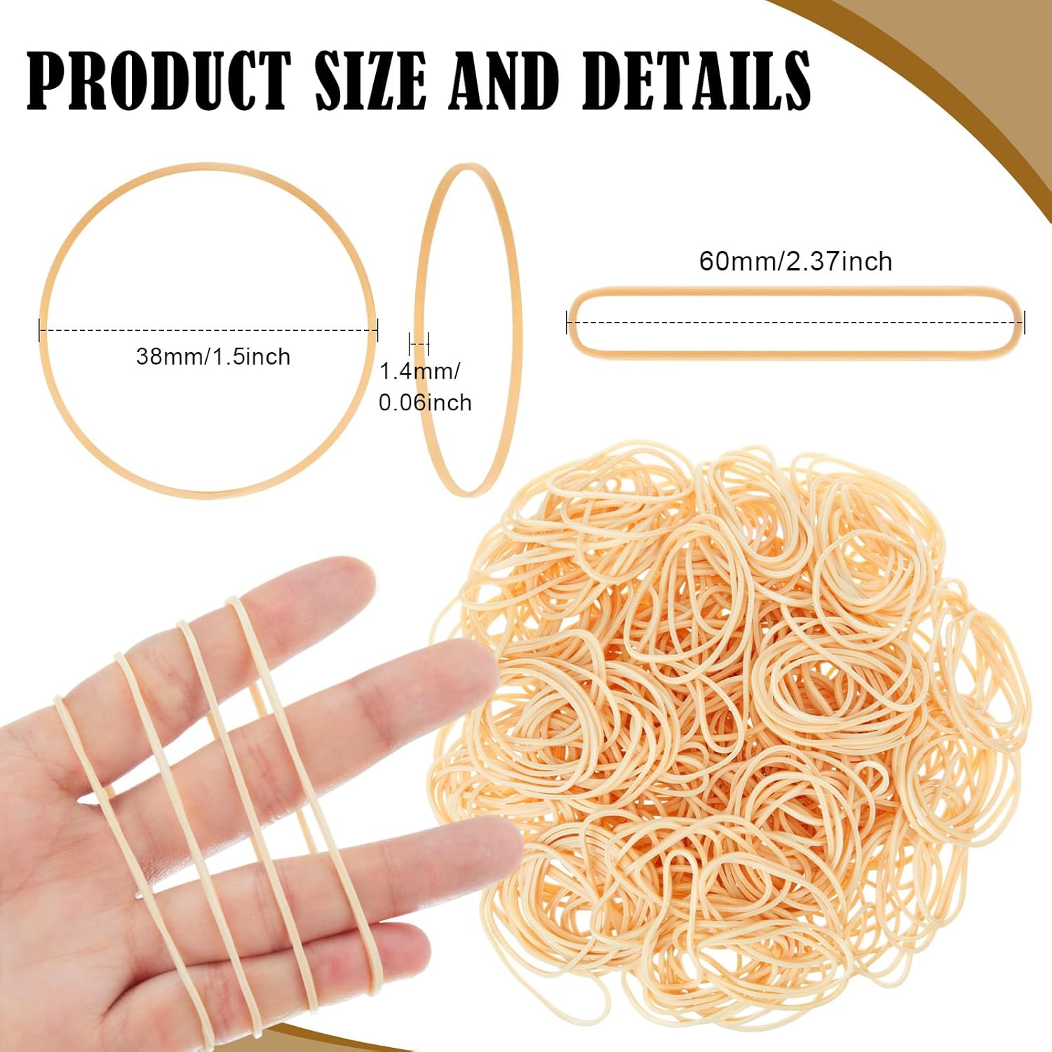 Marspark Rubber Bands Bulk Elastic Rubber Bands 5 lb File Folder Strong Elastic for Office Home Supply Crafts (Size 16)