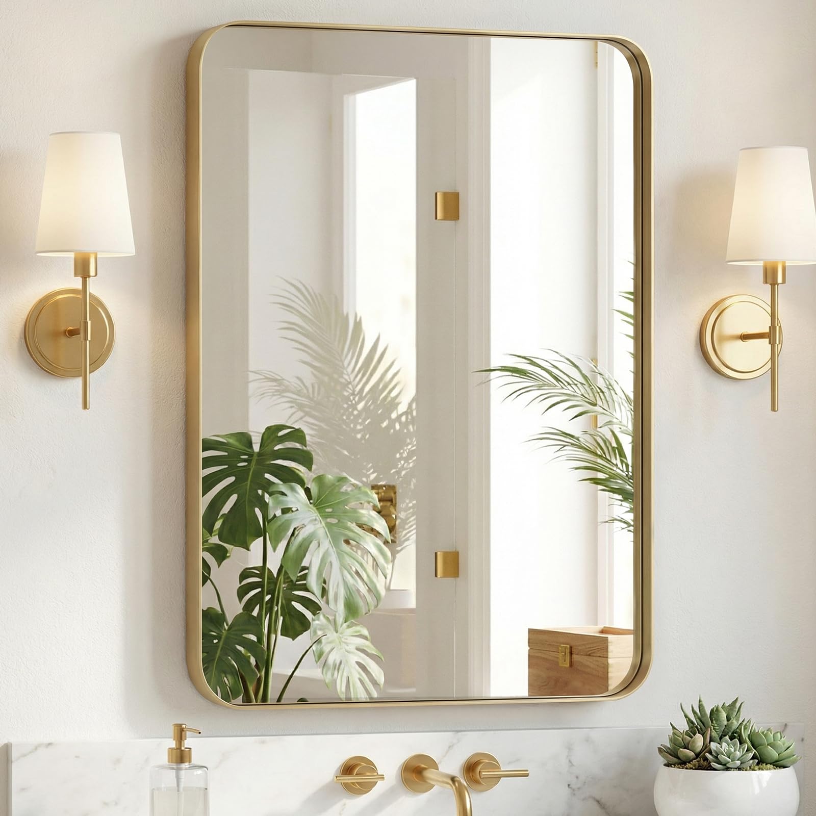 Sweetcrispy 40x30 Gold Rectangle Mirror