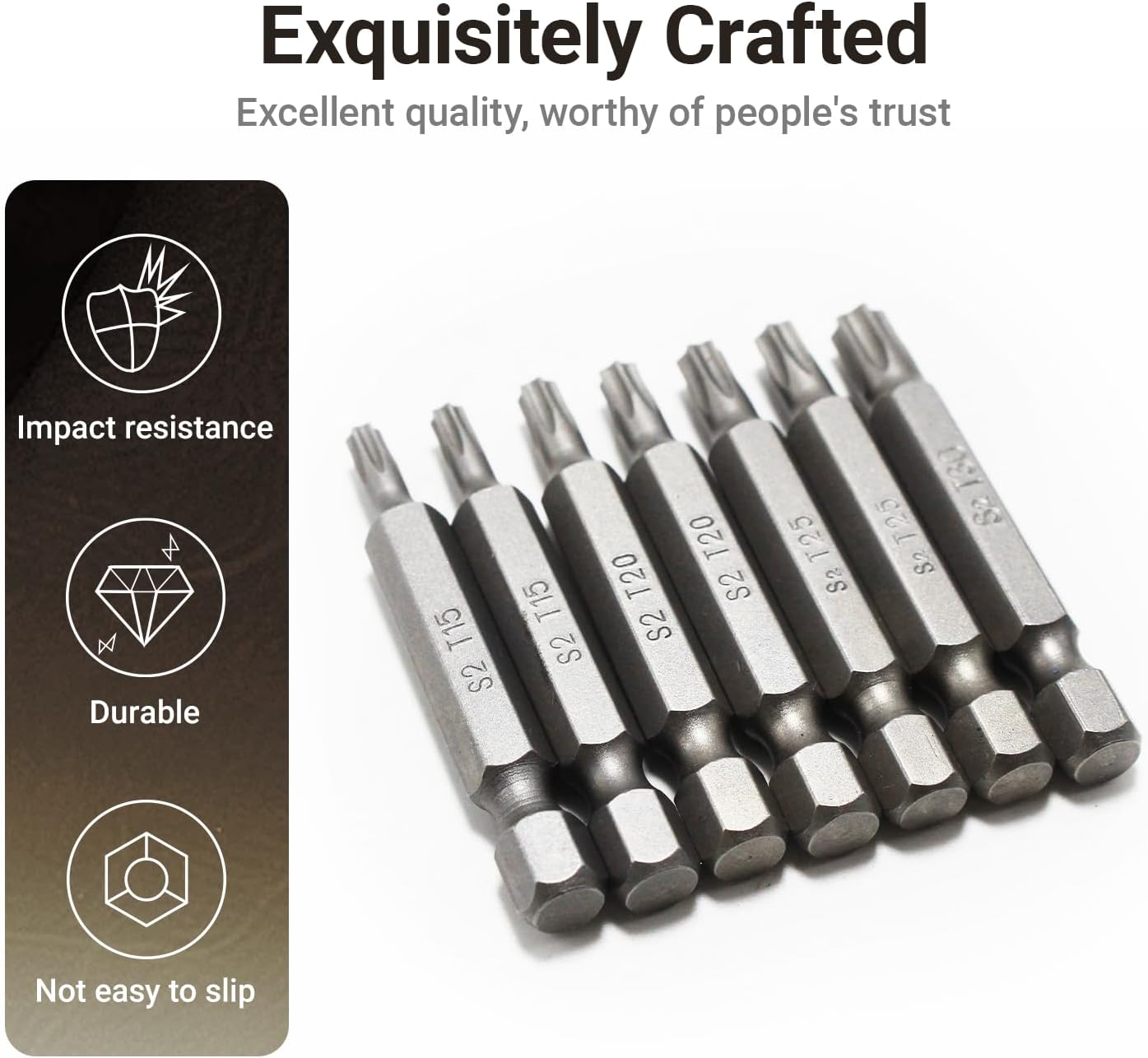 51-Piece Screwdriver Bit Set, Impact Driver Bit Set with Phillips/Slotted/Torx/Hex/Square Bits, 1/4" & 3/8" Socket Adapter, Magnetic Nut Drivers, S2 Alloy Steel for Impact Driver