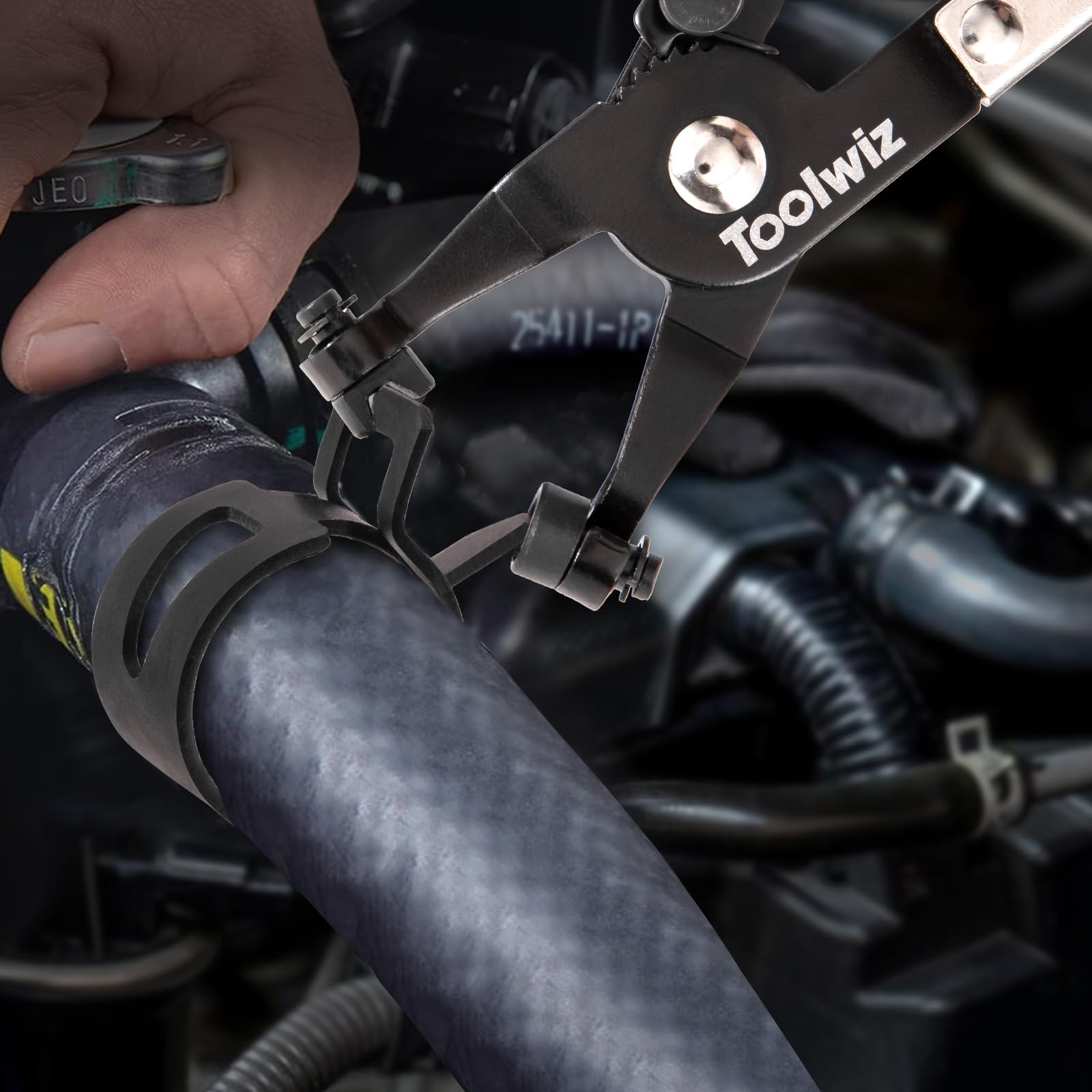Toolwiz 130 szt. 6-25 mm zaciski do węży sprężynowych z obrotowymi szczypcami zaciskowymi do węża, 16 rozmiarów zacisków do węża, asortyment opasek sprężynowych, przewód paliwowy, wąż próżniowy