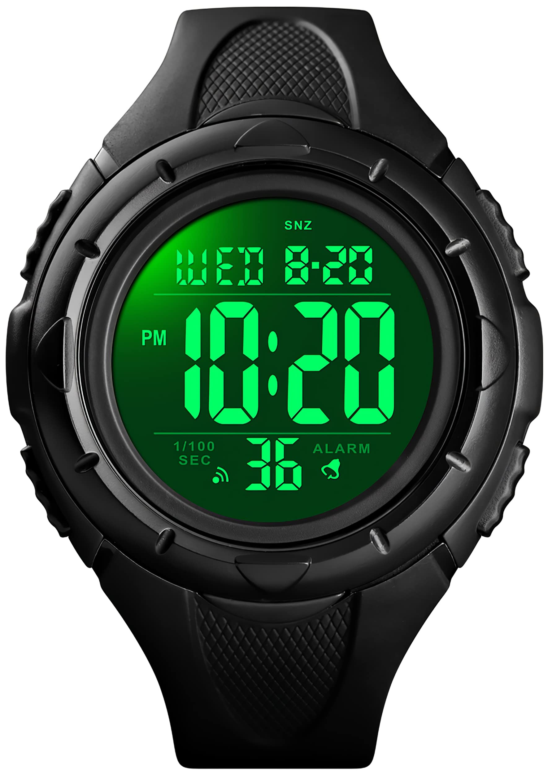kieyeeno Digital Reloj Deportivo para Hombre, Multifuncional Estilo Militar Reloj de Pulsera Impermeable a 5 ATM Grande con Luminoso LED Cronómetro Cuenta Regresiva, Alarma