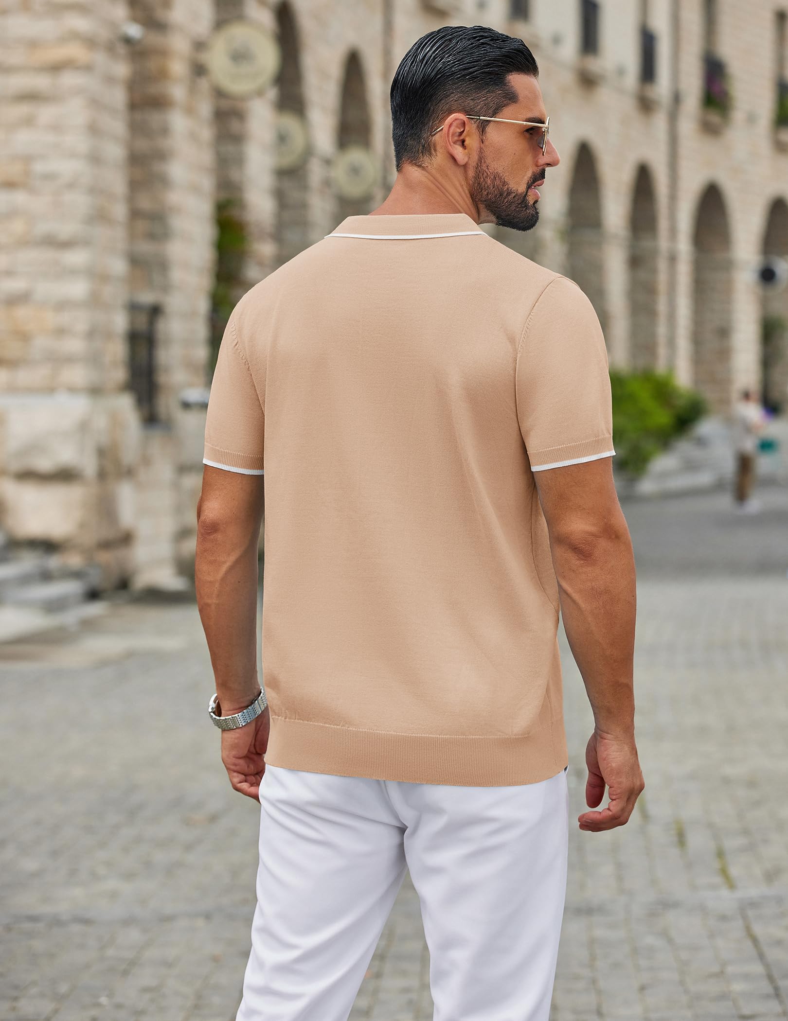 COOFANDY Polo de manga corta con cremallera para hombre, estilo informal
