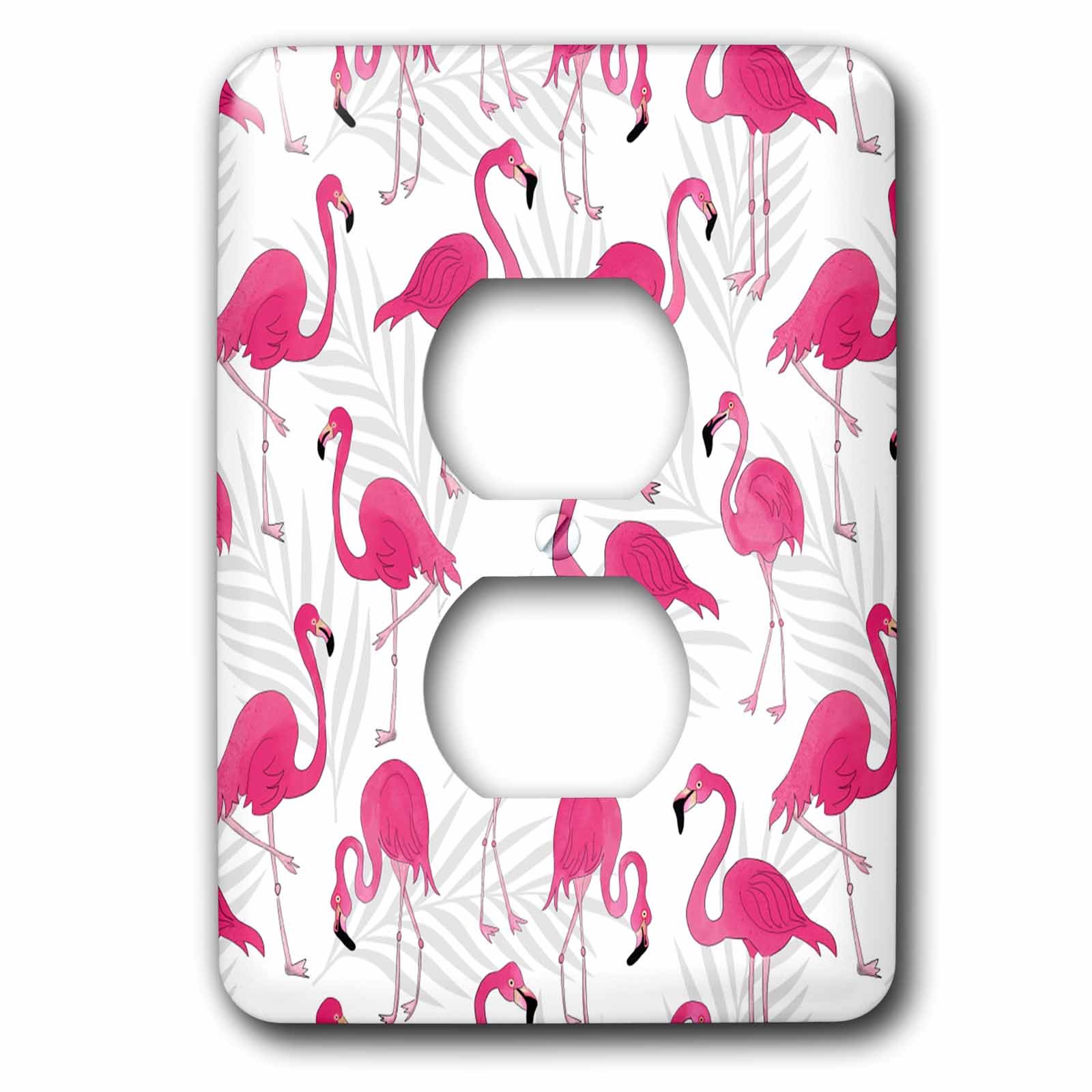 Cache de prise flamant rose 3dRose en finition haute brillance