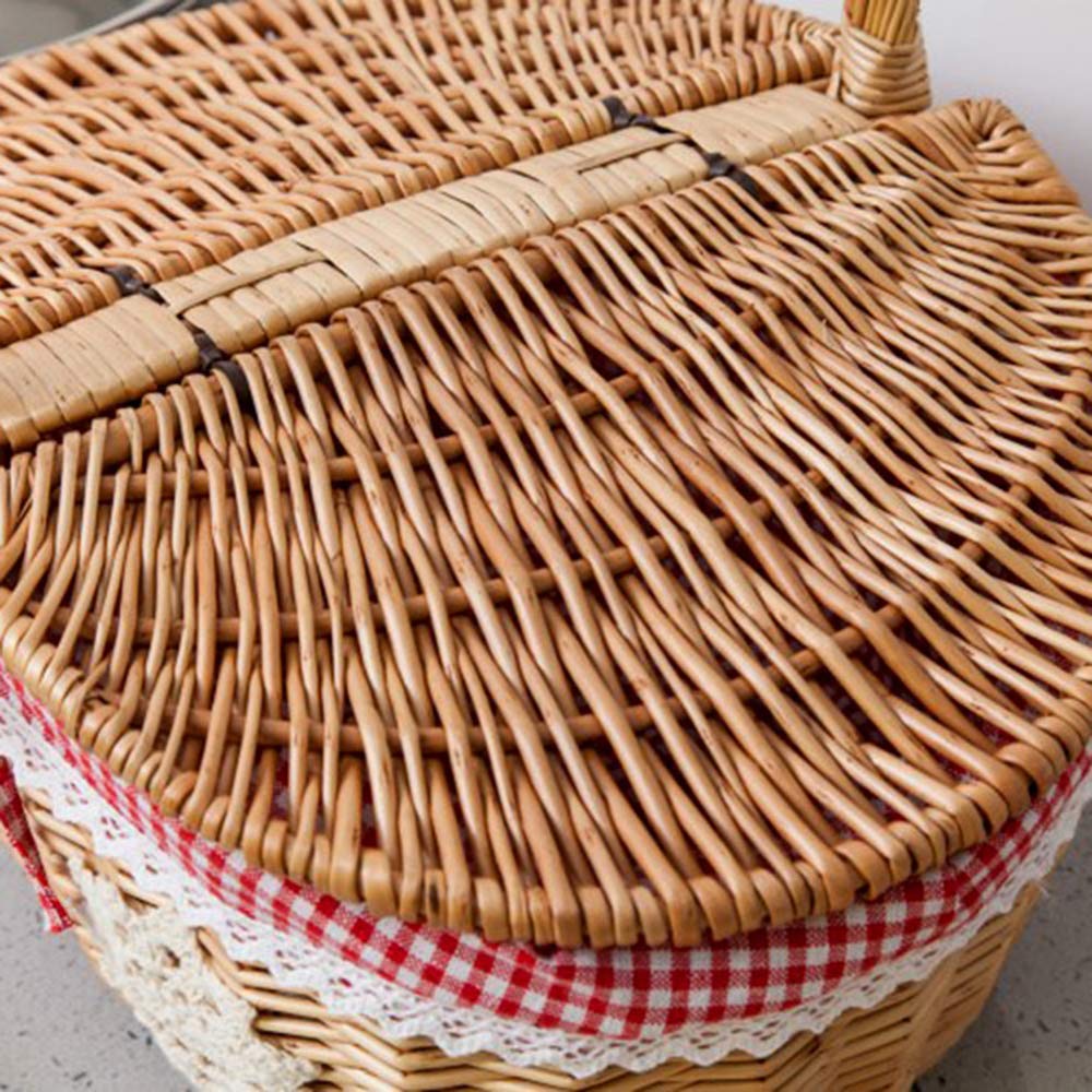 Panier de pique-nique en osier tissé, vente d'usine, table de pique-nique en boi