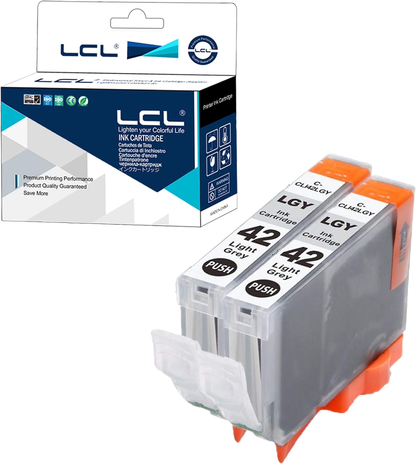 LCL Compatible Ink Cartridge Replacement for Canon CLI42 CLI-42 LGY CLI-42LGY 6391B001 Pro-100 Pro-100S (2-Pack Light Grey)