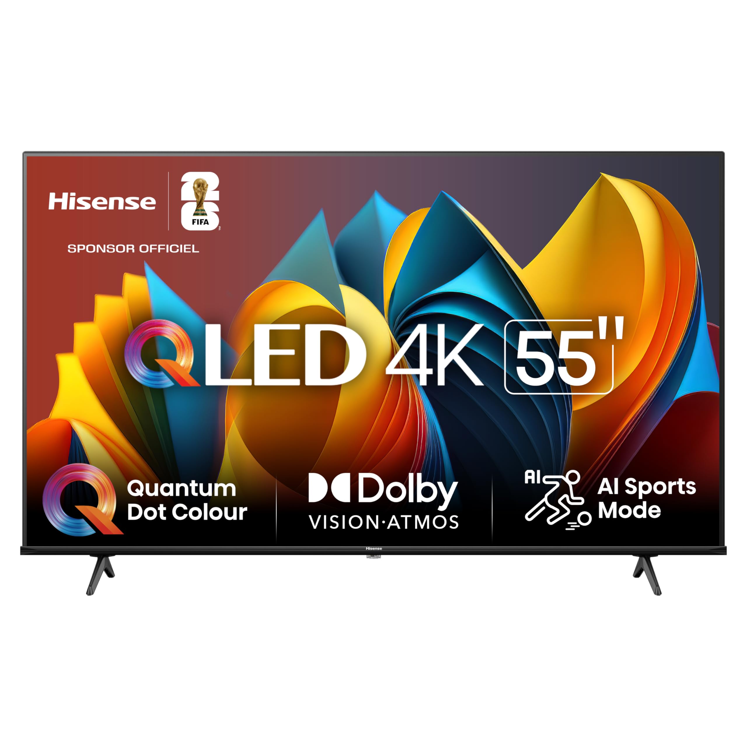 Hisense Smart TV 55 Pouces 55E7NQ QLED 4K UHD Téléviseur, Dolby Vision Atmos, Mode Sport IA MEMC, HDR, VIDAA avec Youtube, Netflix, Disney+, Canal +, Commande vocale Alexa