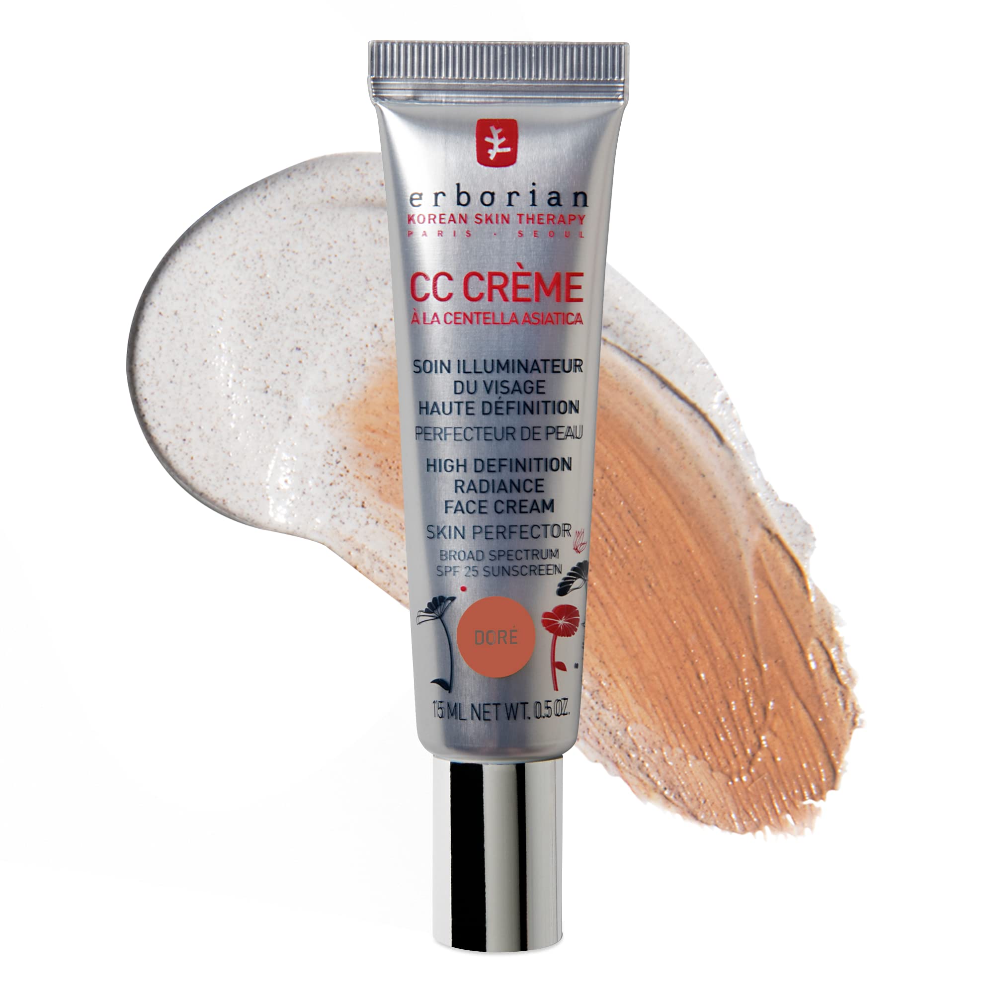 Erborian CC Cream, Color Correcting, Tone-Evening Korean Skincare Makeup Hybrid, Moisturizes, Lightweight, Blurs Skin, Natural, Luminous Finish, 0.5 Ounce (Pack of 1), Doré (Golden Tan)