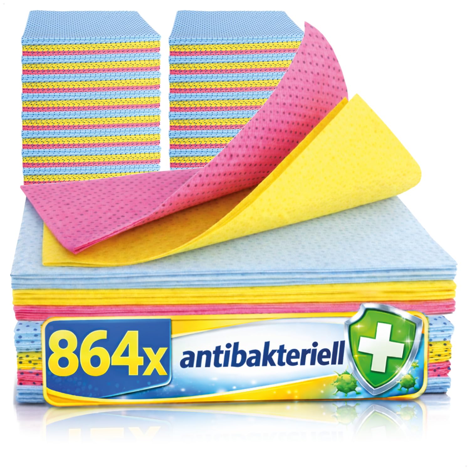com-four® 864x Reinigungstücher mit Noppenstruktur, robuste Putztücher | wiederverwendbare - antibakterielle Wischtücher für Küche - Bad und Haushalt