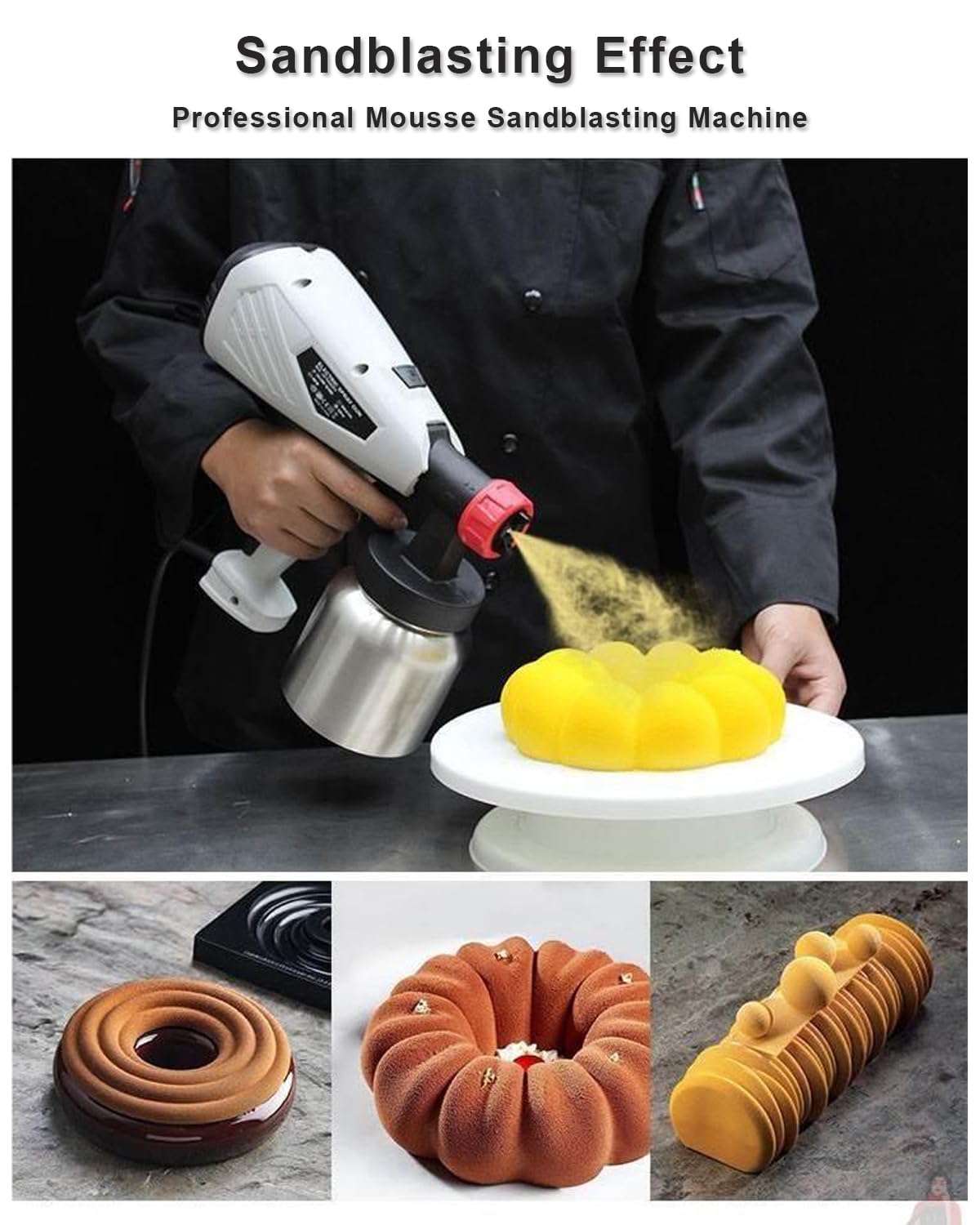 Pistola a Spruzzo per Cioccolato Da 800 W per Torte, Pistola a Spruzzo per Colorare Aerografo per Torte Fai Da Te Con Ugelli Da 1,3 mm, 2,6 mm, Per Pasticceri, Pittori